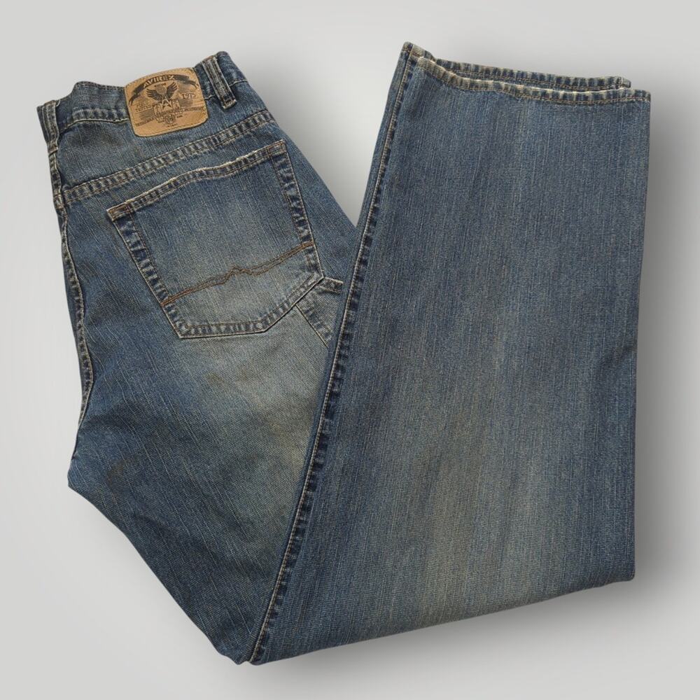 Avirex Jeans 34x34 Y2K Baggy Wide Leg Utility Skater Hip Hop Vintage Denim